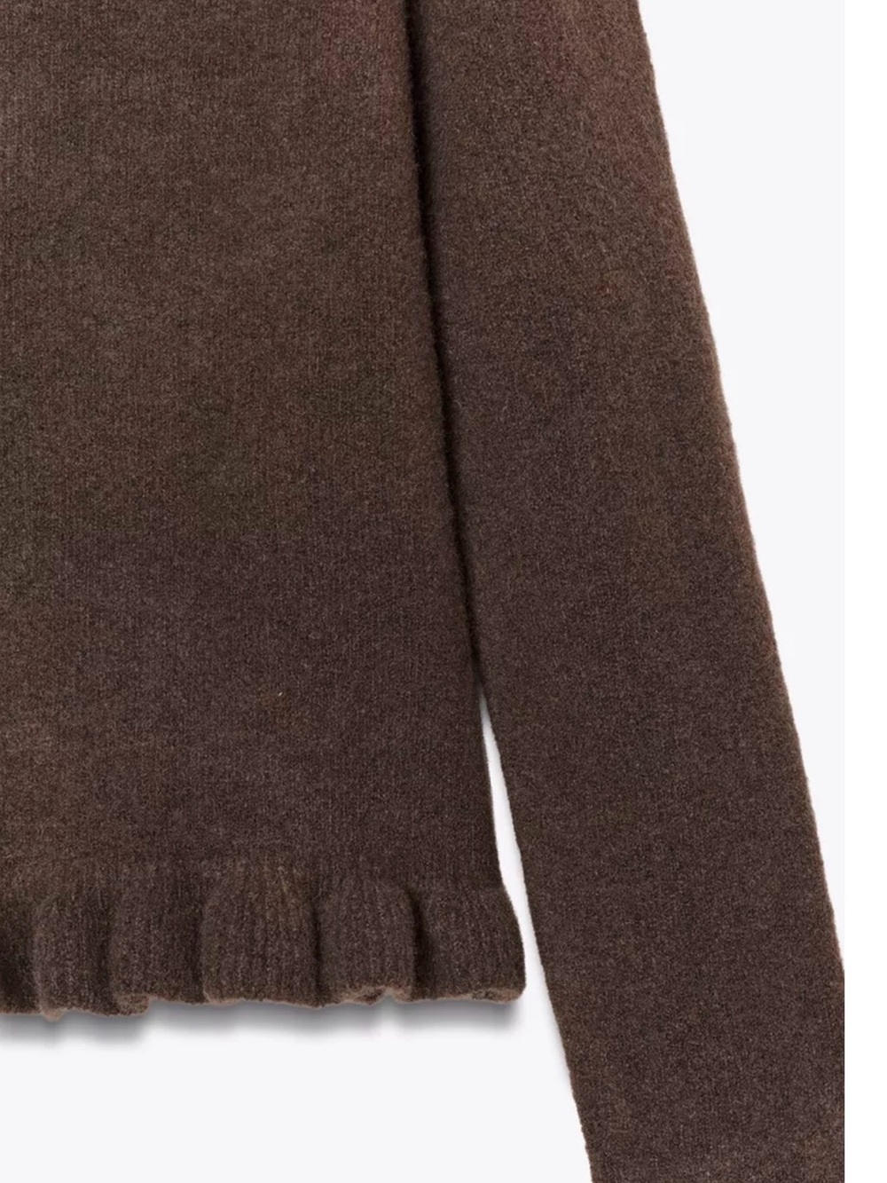 ZARA Ruffle Knit Sweater Brown XL NWT - Picture 6 of 14